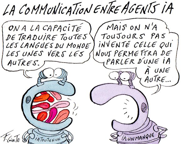 Dessin: Agents IA : comment gérer le casse-tête de l’interopérabilité 